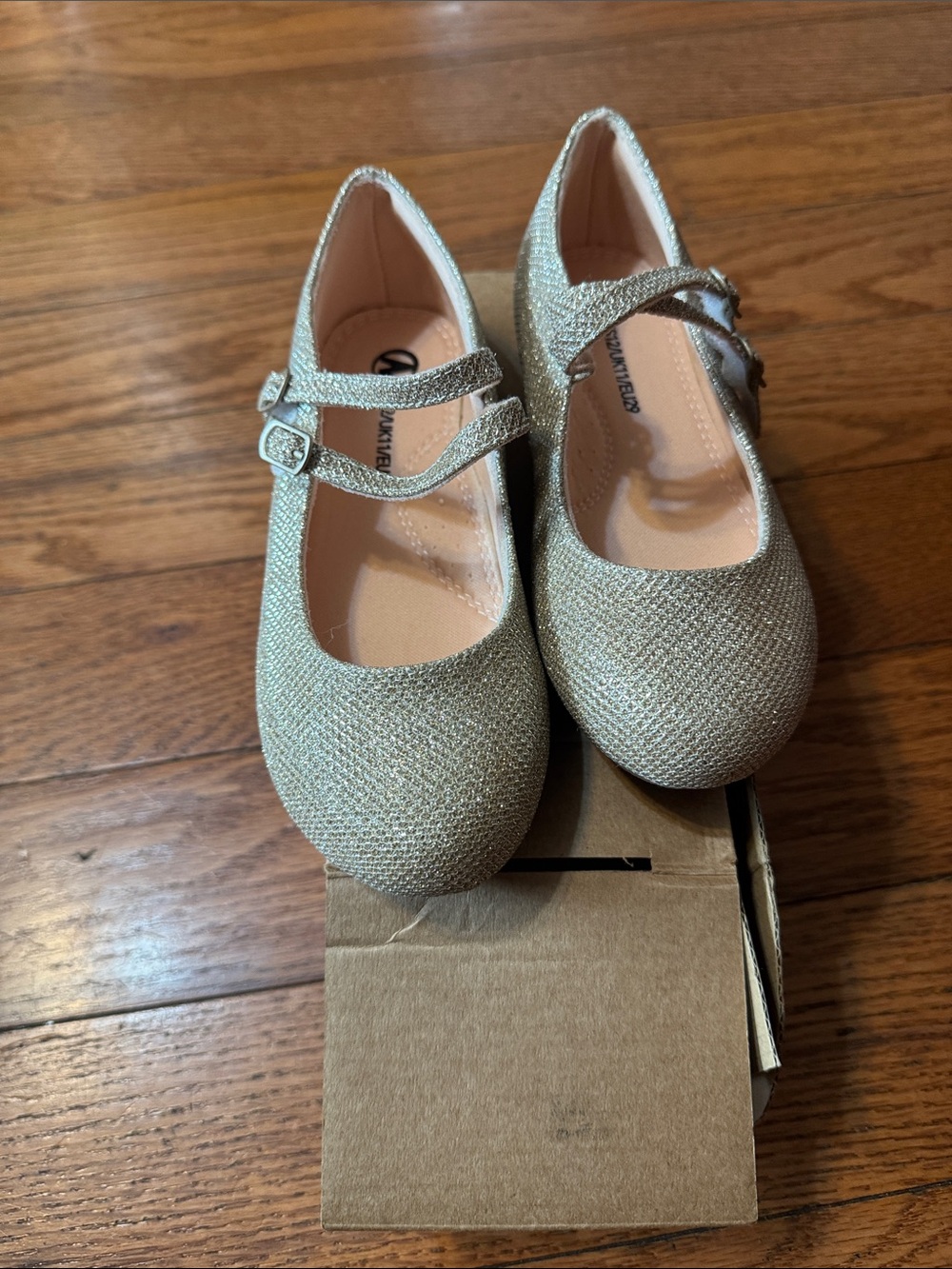 Girls Sparkle Mary Jane Flats in Light Gold